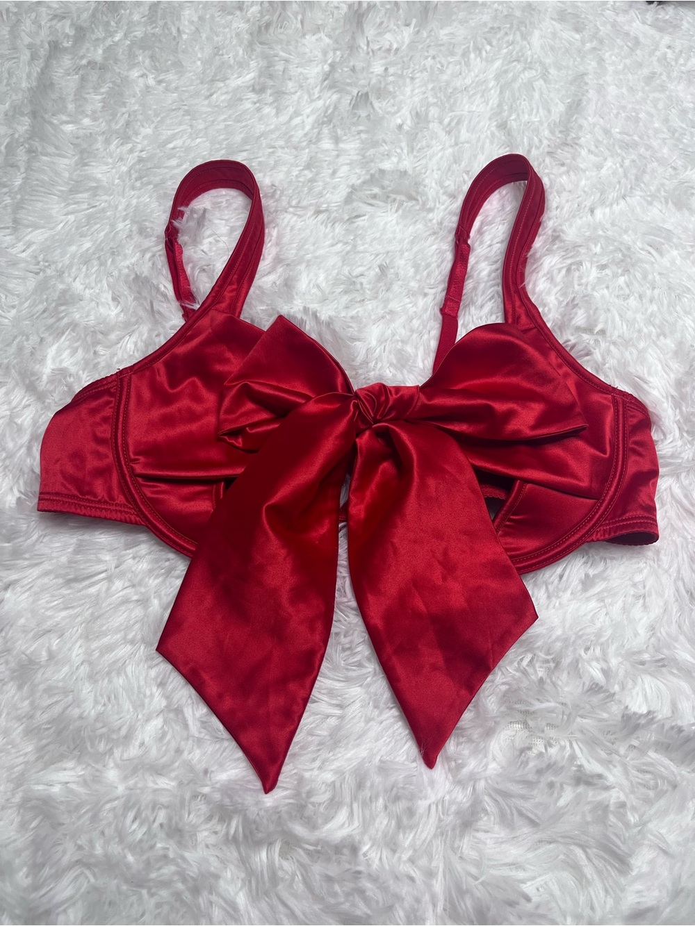 Adore Me Red Satin Bow Underwire Bra